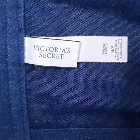 Victoria's Secret Navy Blue Velvet Velour Strapless Bra Lace Back size Small - Picture 6 of 8